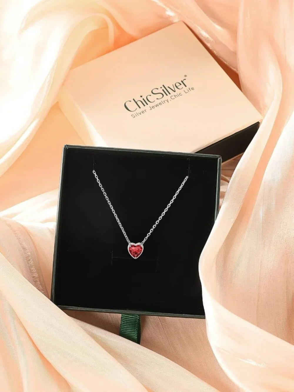 925 Sterling Silver Birthstone Pendant Necklace, 16